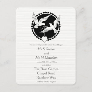 Amour Doves Élégant mariage lesbien Invitation