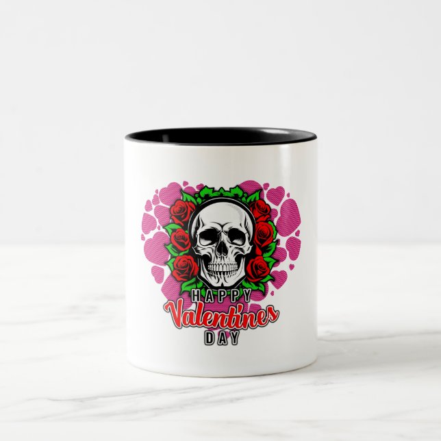 Amour du crâne - Mug à deux tons, 11 oz (Centre)