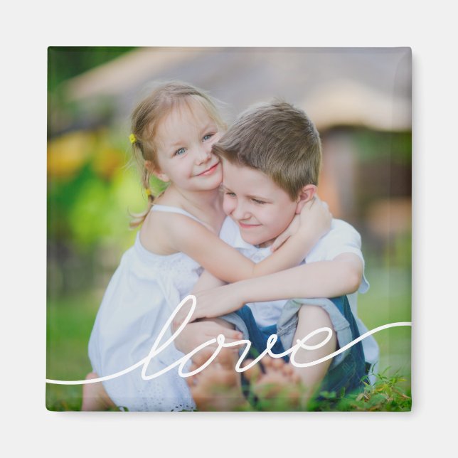AMOUR Écriture Magnet photo personnalisé (Devant)