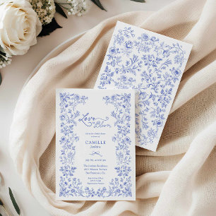 Amour en Fleur Bleu Floral Invitation douche nupti