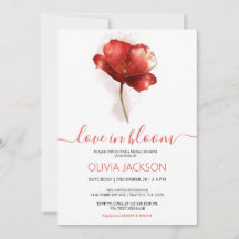 Amour en Fleur Rouge Floral nuptiale Invitation
