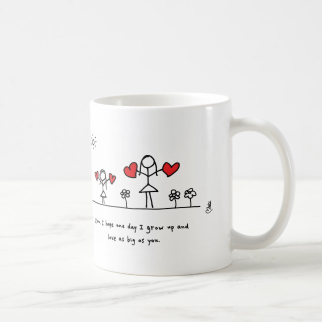 Amour en tant que grande tasse par des coeurs et (Droite)