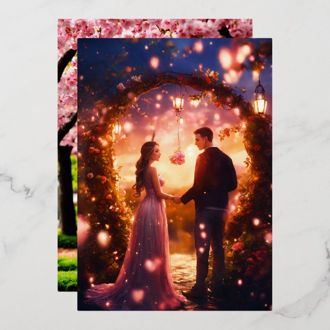 Amour enchanté : Carte de mariage magique en coupl (Recto/Verso)