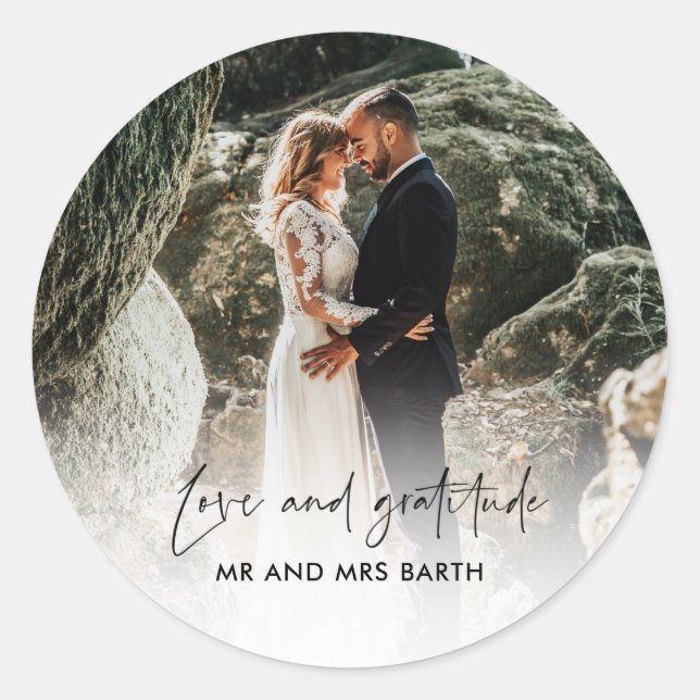 Amour et Gratitude Mariage Favoriser Stickers (Devant)