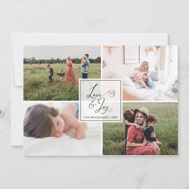 Amour et joie | Carte de Noël Collage photo simple (Devant)
