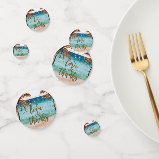 amour et merci beach table confetti party (Groupe)