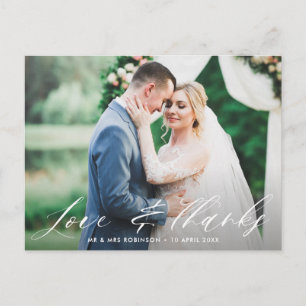 amour et merci, carte de remerciements mariage