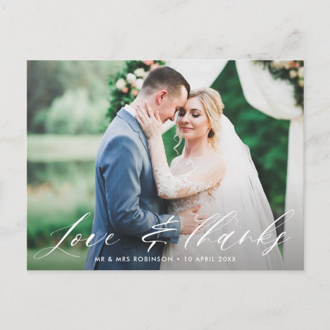 amour et merci, carte de remerciements mariage (Devant)