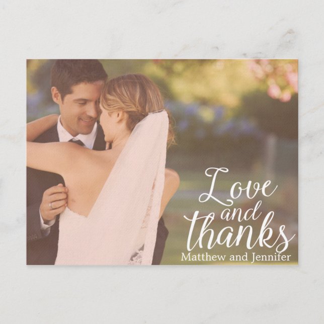 Amour et Merci | Carte postale Mariage photo (Devant)