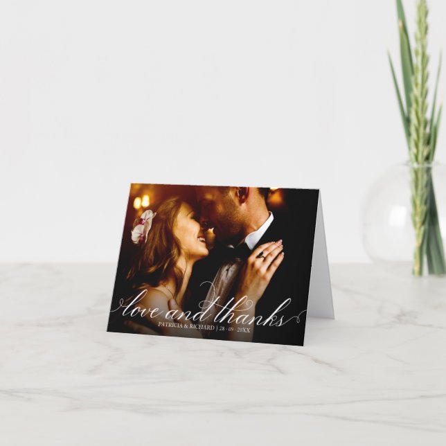 Amour Et Merci Élégant Mariage Merci Photo (Devant)