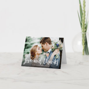 Amour Et Merci Élégant Mariage Photo Merci