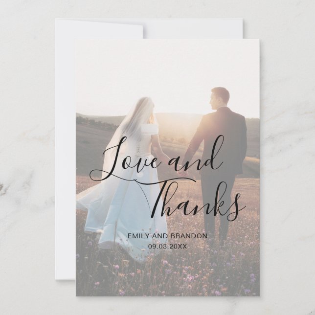 Amour et Merci Elegant Script Photo Mariage (Devant)