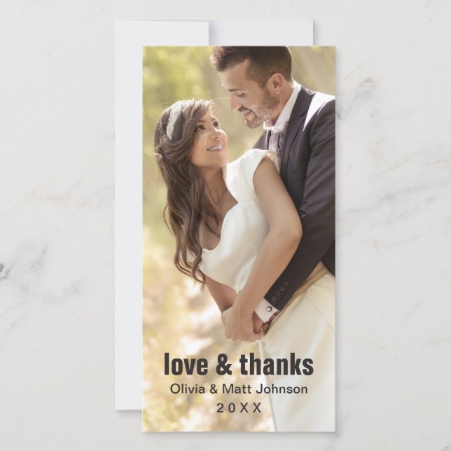 Amour et Merci mariage - Carte photo (Devant)