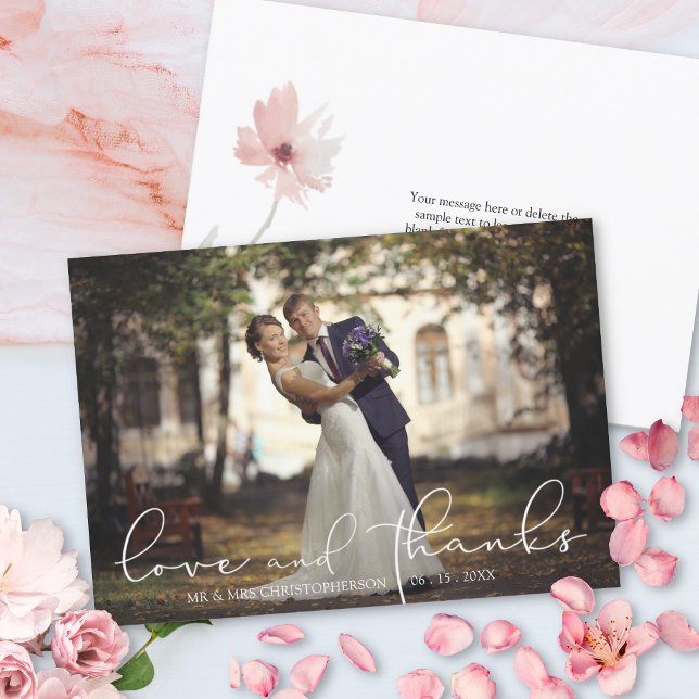 Amour et Merci Mariage photo à fleurs simples (Créateur téléchargé)