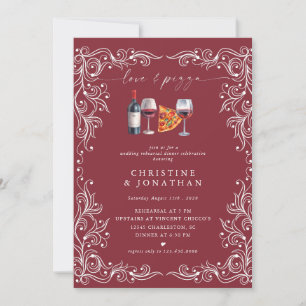 Amour et pizza   Invitations pour le dîner de répé
