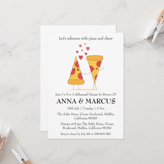amour et pizza plaisir répétition invitations dîne (Devant/Arrière en situation)