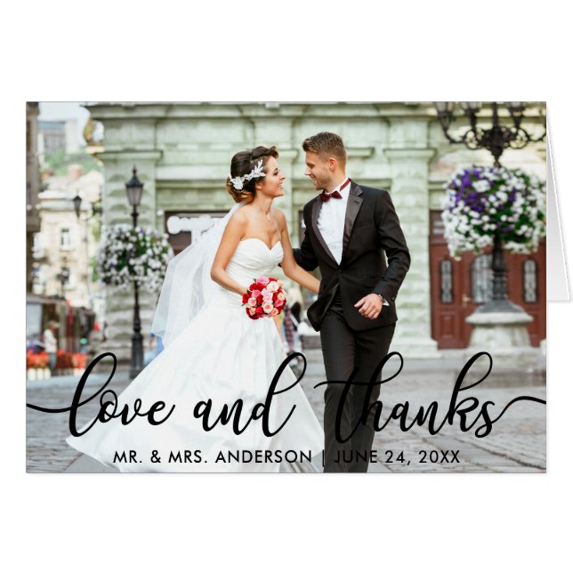Amour et Remerciements Note de photo de mariage mo (Devant Horizontal)