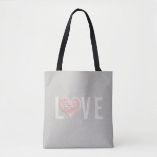 AMOUR et sac fourre-tout rose au coeur  