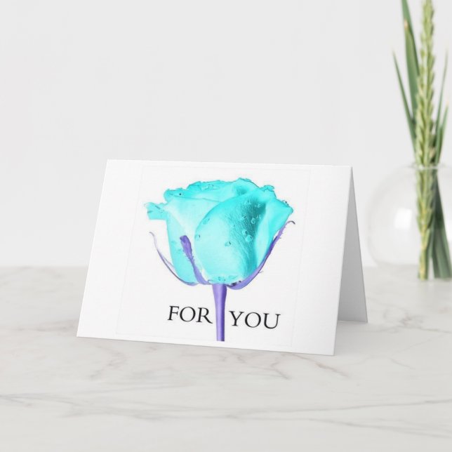 AMOUR ET UN ROSE BLEU POUR CARTE "VOUS" (Devant)
