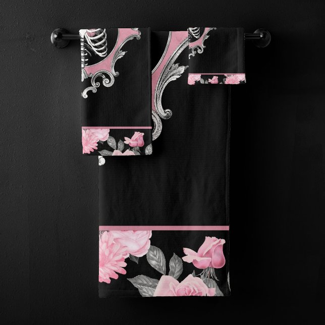 Amour gothique | Squelette rose et noir Coeur flor (Créateur téléchargé)