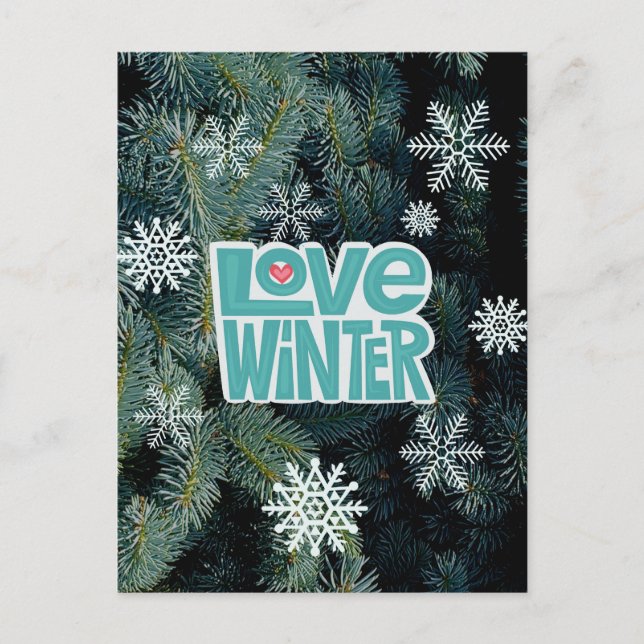Amour Hiver vacances carte postale/invitation (Devant)