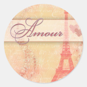 Amour in Paris Classic Round Sticker