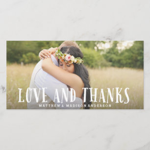 Amour jeune Carte photo mariage Merci