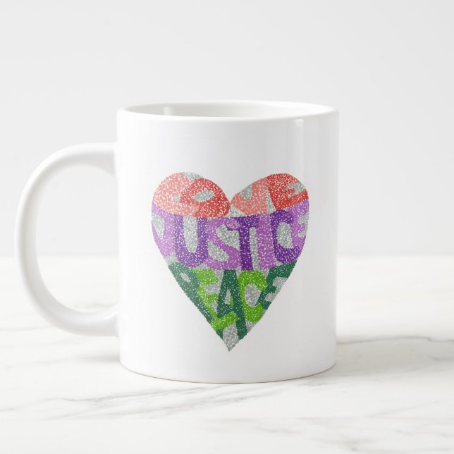 Amour, justice, paix - Jumbo Mug (Gauche)