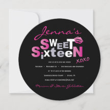 AMOUR & KISSES Sweet sixteen ROSE CHAUD Invitation