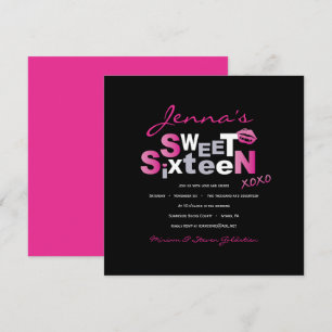 AMOUR & KISSES Sweet sixteen ROSE CHAUD Invitation