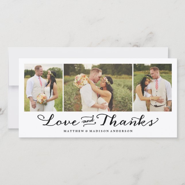Amour le plus doux | Carte photo mariage Merci (Devant)