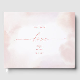 Amour   Livre d'invité Mariage Pink Heart & Waterc