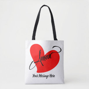 Amour (Love In French) (Personalized Message) Tote Bag