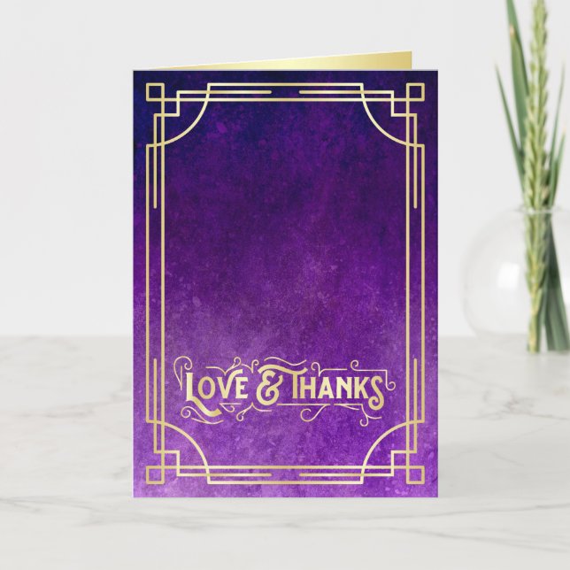 Amour & Merci Art Déco Gold Purple Ajouter Votre P (Devant)
