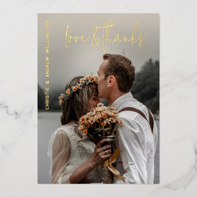 Amour & Merci Élégant Carte de remerciements de ma (Recto)