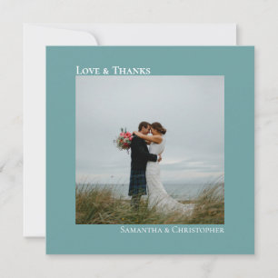 Amour & Merci Minimaliste Mariage Turquoise Carré 