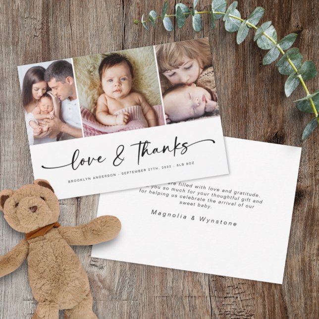 Amour & Merci | Modern Trois Photo Nouveau bébé (Créateur téléchargé)