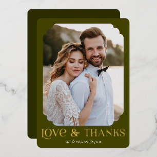 Amour Merci Olive Foil Mariage Carte de remercieme
