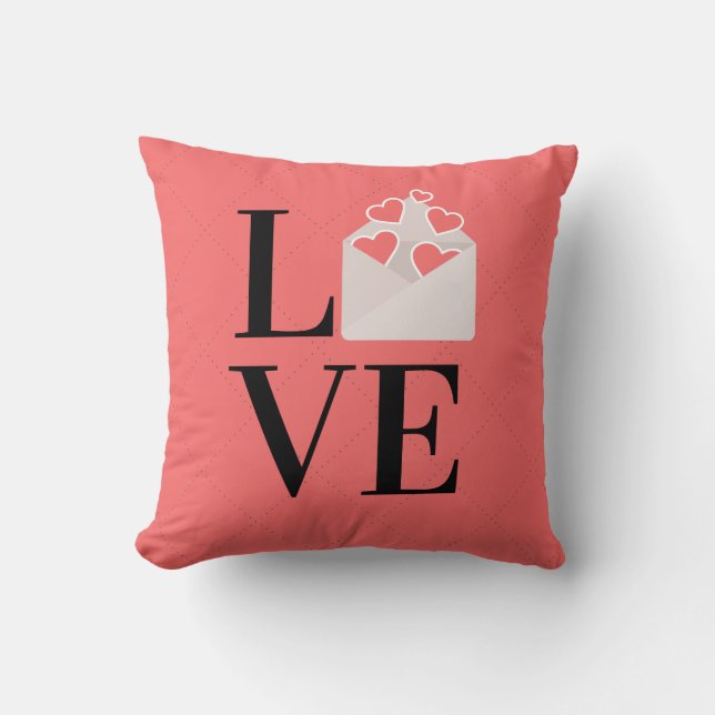 Amour mignon avec Coussin de note d'amour Rose pou (Recto)