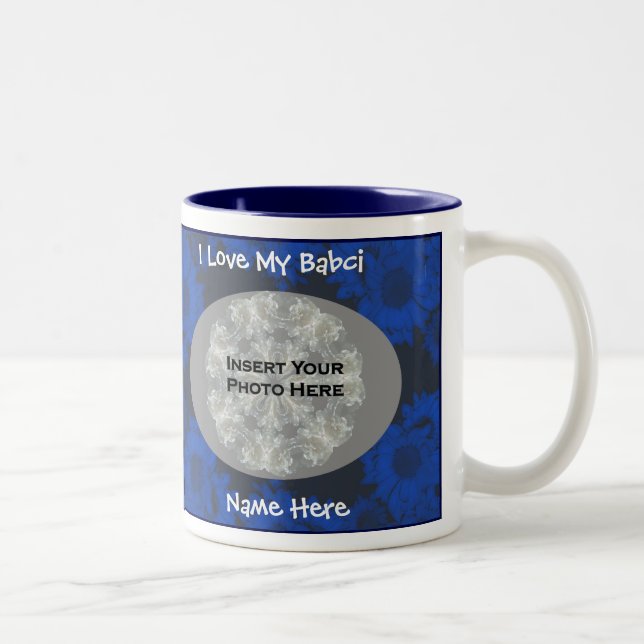 Amour Mon Babci Floral Polonaise Grand-Mère Mug (Droit)