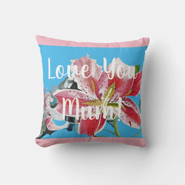 Amour Mum rose Retro Lily Décor Coussin (Recto)