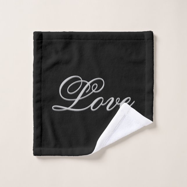 Amour noir gris sophistiqué (Gant de toilette)