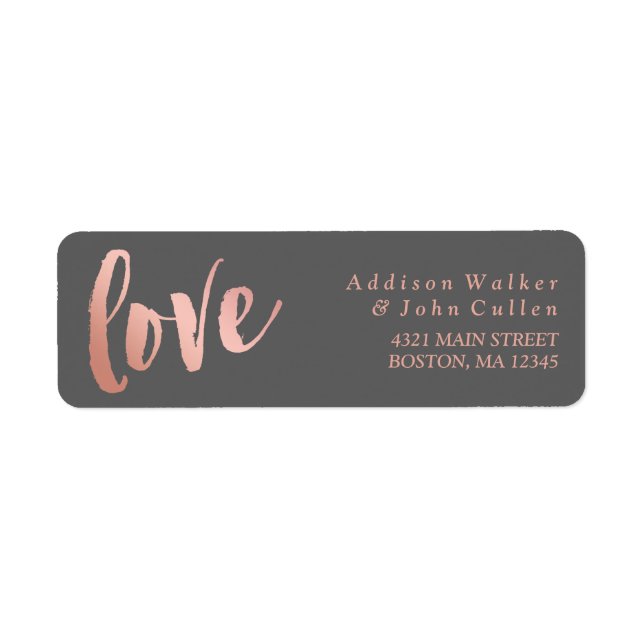Amour | Or et gris Rose | Nom personnalisé (Devant)