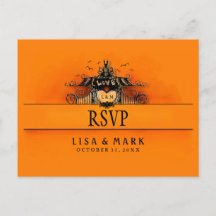 Amour orange et noir de carte postale de RSVP