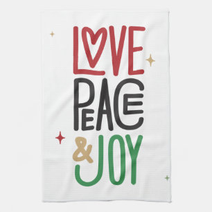 Amour, Paix et Joy Serviette de cuisine
