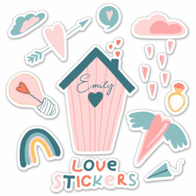 Amour personnalisé mignon Autocollant en vinyle co (Devant)