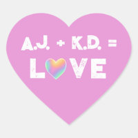 Amour personnalisé Pastel Rainbow Heart Étiquettes