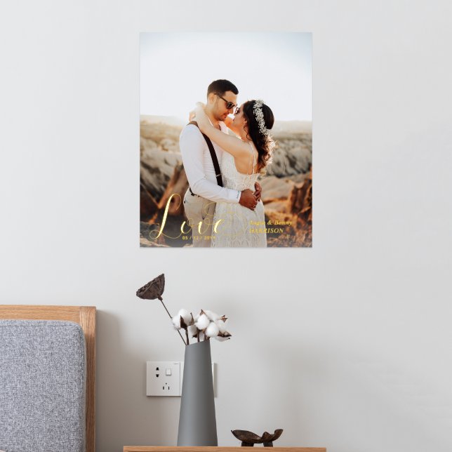 Amour | Poster personnalisé Mariage photo Couple F (In situ (Chambre 2))