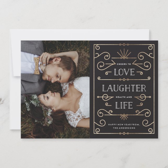 Amour rire Vie Nouvel An Carte photo de vacances (Devant)