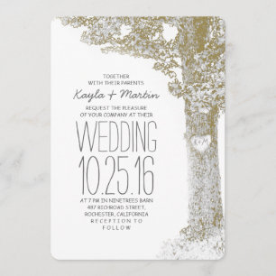 Amour rustique invitations de mariage d'arbre coeu